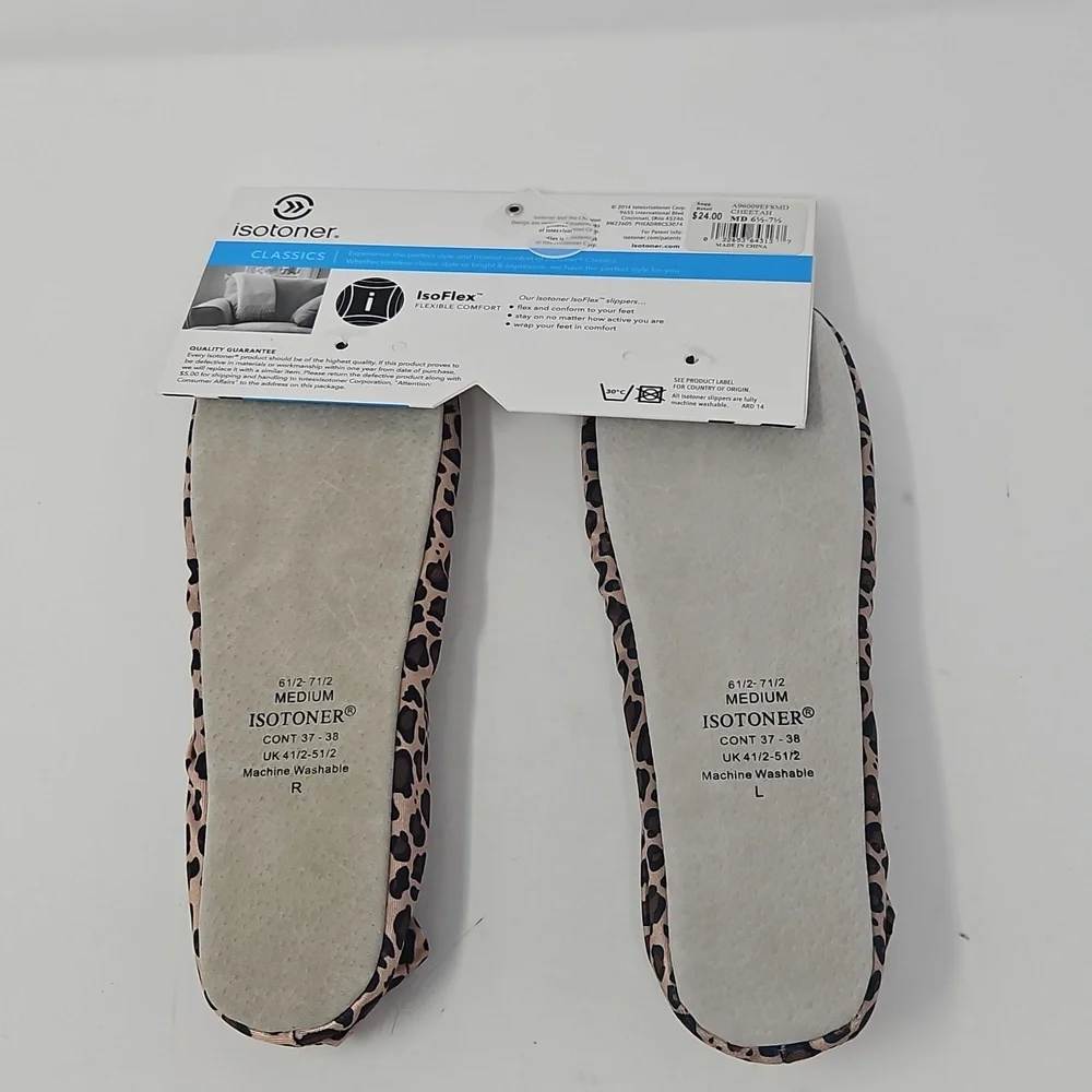 NWT Isotoner Womens Leopard Cheetah Print Ballet Slippers Medium 6.5-7.5 IsoFlex - Picture 3 of 4